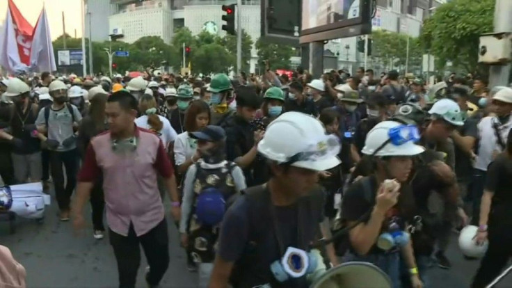 Thai pro-democracy protesters gather for a march to the German embassy
