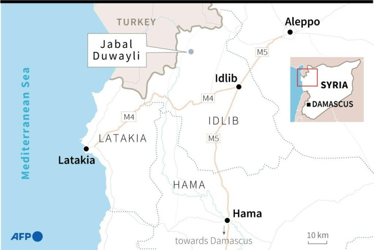 Map of Syria locating fatal Russian air raids in the northwestern province of Idlib