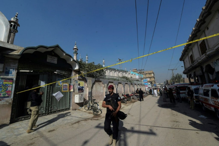 Security personnel secured the street after the blast