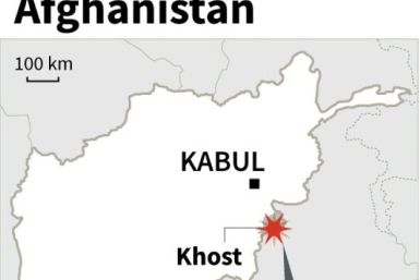 Map of Afghanistan locating Khost where a car bomb attack on a police base followed by a gun battle killed two policemen and wounded dozens of people on Tuesday