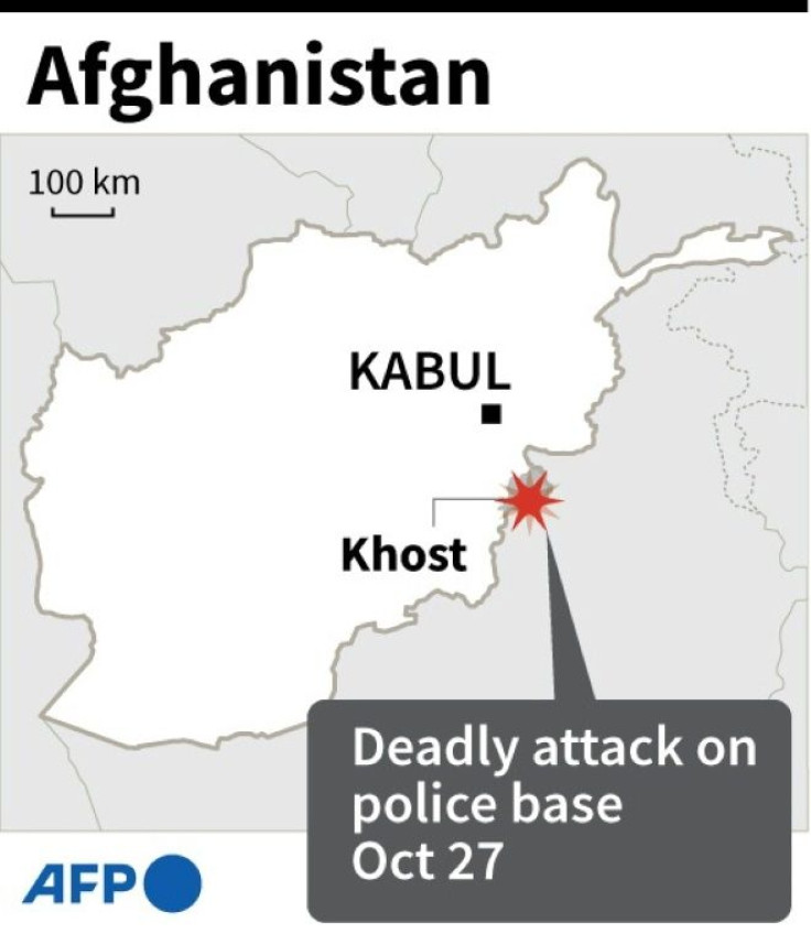 Map of Afghanistan locating Khost where a car bomb attack on a police base followed by a gun battle killed two policemen and wounded dozens of people on Tuesday
