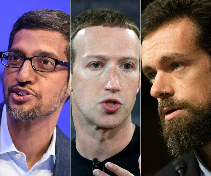 CEOs Sundar Pichai of Alphabet/Google,  Facebook's Mark Zuckerberg and Twitter's Jack Dorsey were to testify at a Senate hearing on content moderation policies