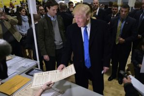 Donald Trump was jeered as he voted in the 2016 election in Manhattan