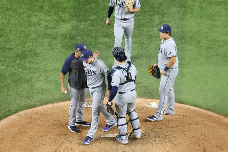 Turning point: Red-hot pitcher Blake Snell is taken out of the game by Tampa Bay Rays manager Kevin Cash in the sixth inning of the Los Angeles Dodgers World Series-clinching victory