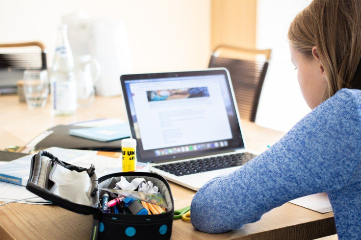 girl attending online class