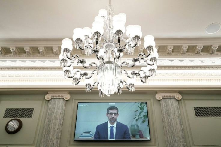 Google CEO Sundar Pichai gives his opening statement remotely during a  hearing to discuss reforming Section 230 of the Communications Decency Act