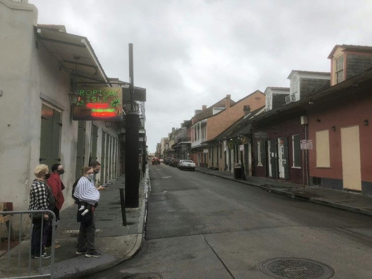 New Orleans's iconic French Quarter was largely deserted ahead of Hurricane Zeta's arrival