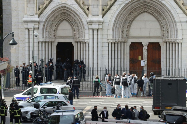 The church killings come after the October 16 beheading of a history teacher Samuel Paty by an extremist in a Paris suburb after he showed pupils cartoons of the Prophet Mohammed in a free speech lesson