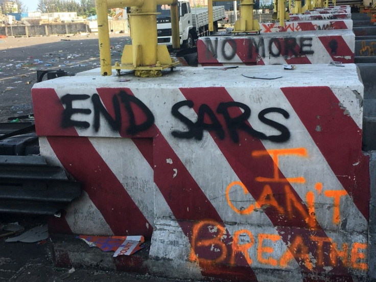 A deserted toll gate in Lagos, where security forces opened fire on a sit-in protest on October 21