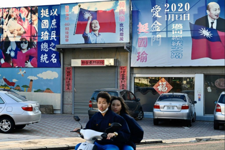 Some Kinmen streets are adorned with posters from the presidential election last January