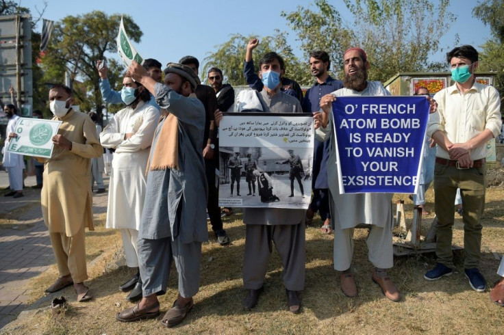 Around 2,000 people in Islamabad marched towards the French embassy