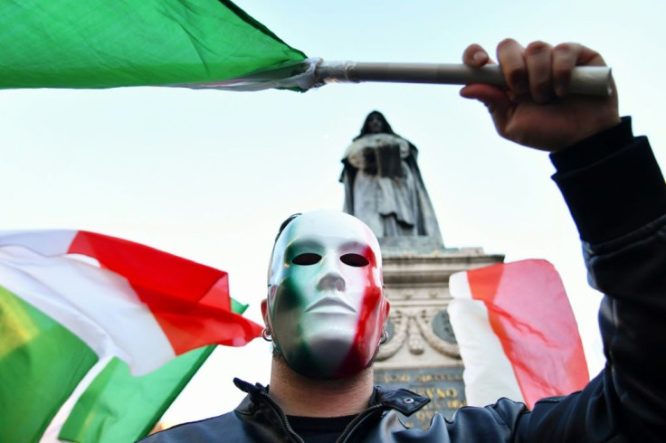 Protests like this one in Rome on October 31 have hit Italy over the past week, some of them turning violent