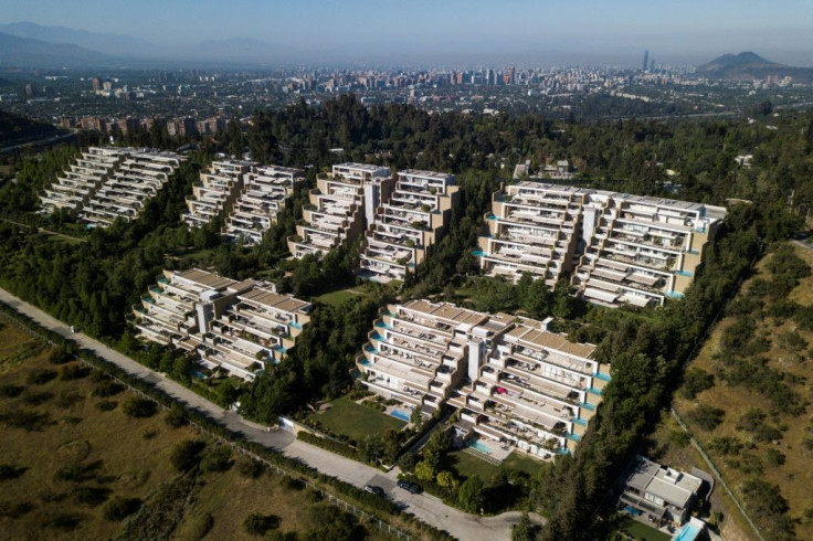 Aerial view of a luxury condominium at Lo Barnechea commune in Santiago, on October 31, 2020. The results of a recent referendum were testament to a social gap that has been denounced for a year by demonstrators