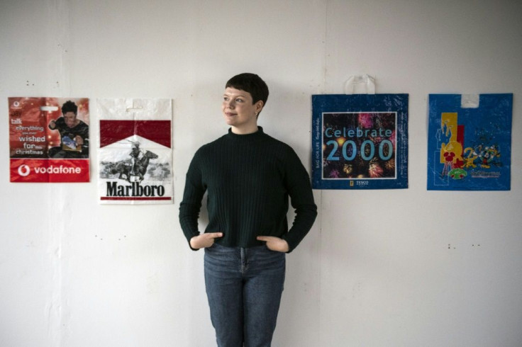 British artist Katrina Cobain, 24, collects plastic bags and plans to start a museum