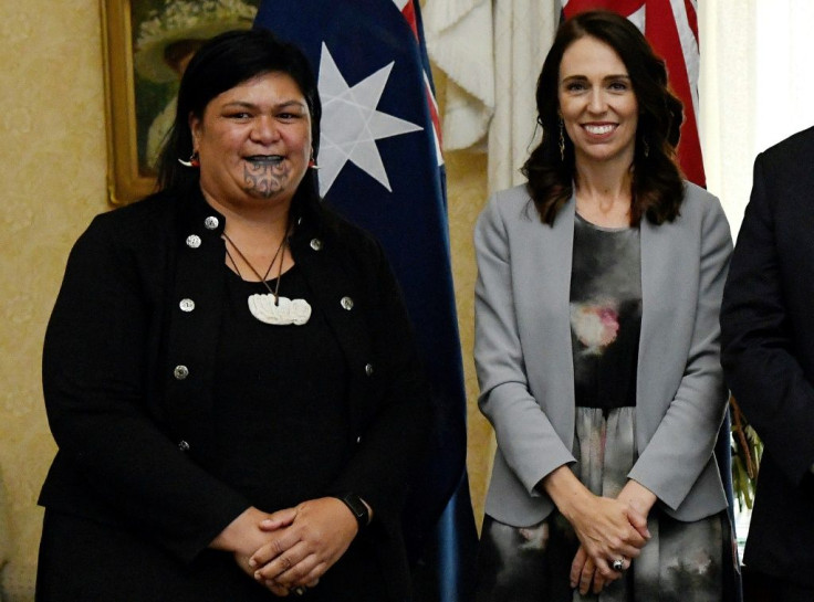 Nanaia Mahuta (L), who has a moko kauae -- a traditional Maori tattoo on the chin -- was made foreign minister by leader Jacinda Ardern (R)