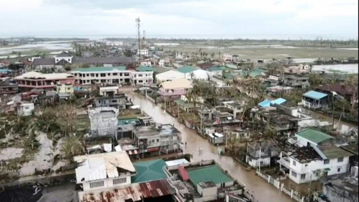 Villages are submerged in muddy waters in central Albay province in the Philippines after deadly Typhoon Goni pounded the country.