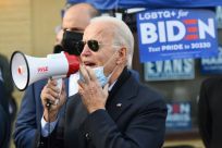 Democratic presidential candidate Joe Biden speaks to supporters in Philadelphia, Pennsylvania