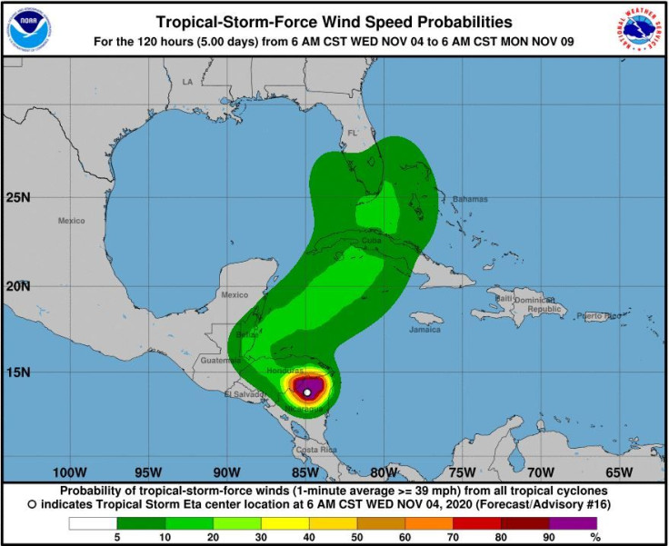 Tropical Storm Eta expected to bring rains as far north as Florida by the weekend.