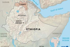 Map of Ethiopia locating the region of Tigray