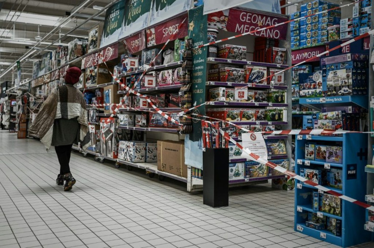 Supermarkets have also had to block off sale of 'non-essential' items