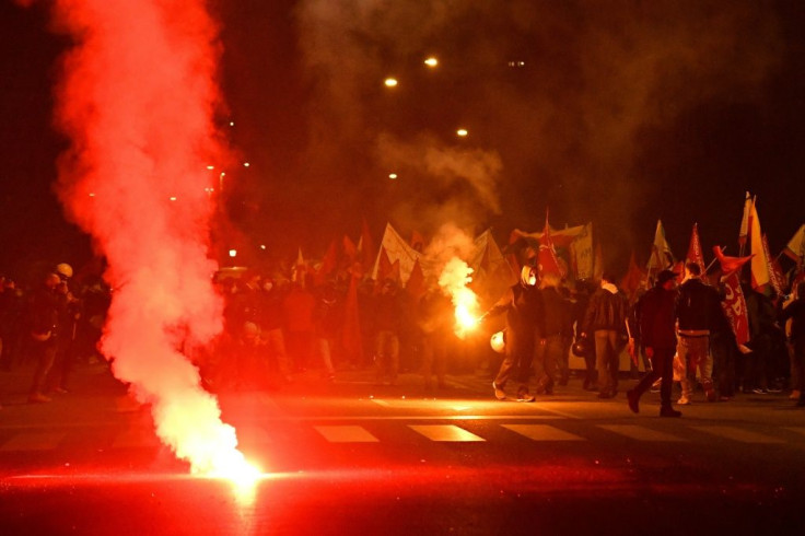 A protest in Rome last week as dissent grows over the new restrictions to stem the spread of Covid-19