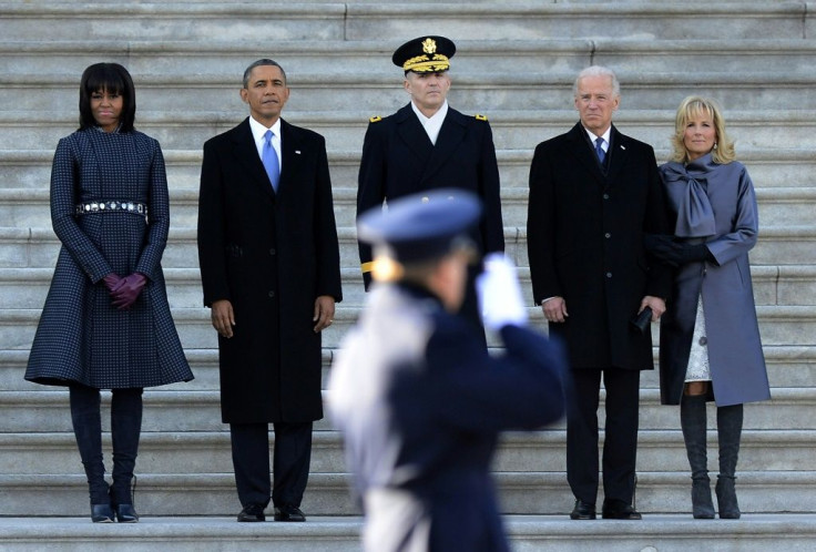 Michelle and Barack Obama, and Joe and Jill Biden at Obama's 2013 inauguration