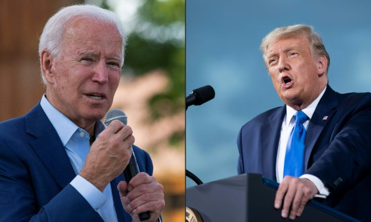 Biden (left) offers calm and reassurance in the face of President Donald Trump's bombast
