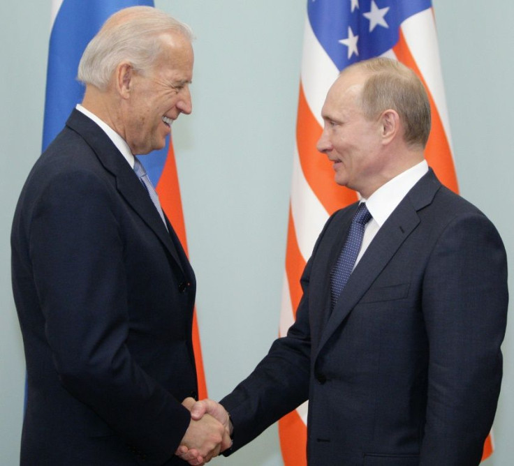 Then US vice president Joe Biden (left) meets in 2011 in Moscow with Russia's now president, Vladimir Putin, who has formed a controversial relationship with US President Donald Trump