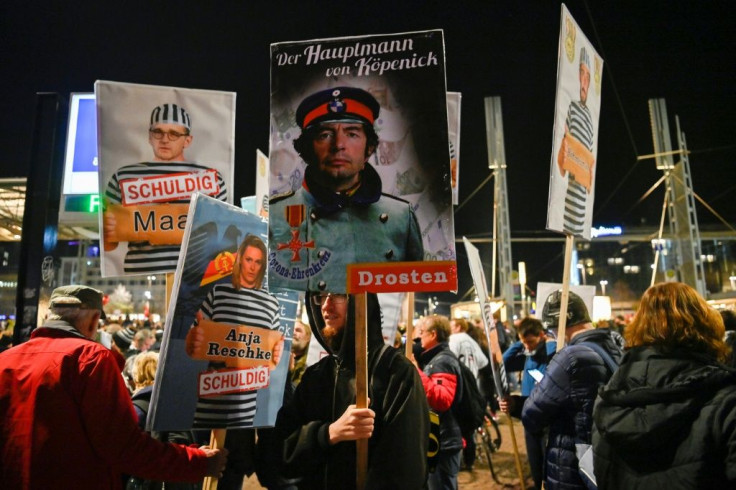 Part of Saturday's demonstration in Leipzig