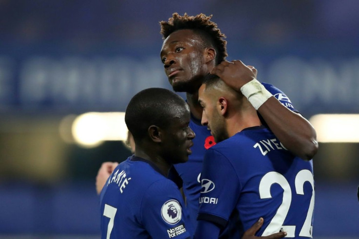 Tammy Abraham (top) celebrates after scoring Chelsea's equaliser against Sheffield United