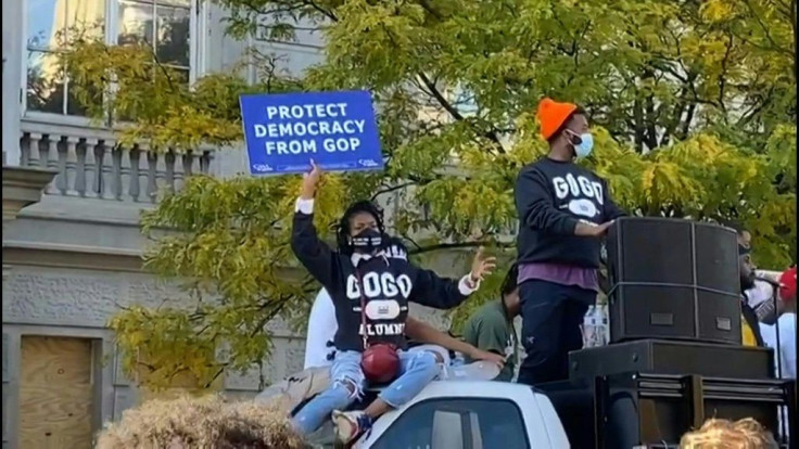 Washington residents celebrate Democrat Joe Biden's presidential election win over incumbent Donald Trump