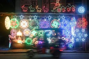 Lanterns and lit ornaments for sale in San Fernando near Manila as the Philippines gears up for Christmas