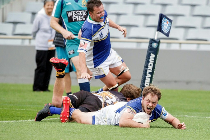 Squids' Bobby Richards scores a try against Eden Lizards in the U85 final at Eden Park