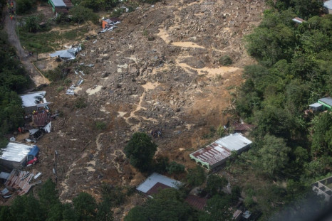 Aerial view of a mudslide caused by Eta and where it is estimated that dozens of people died in the village of Queja, in San Cristobal Verapaz, Guatemala on November 7, 2020