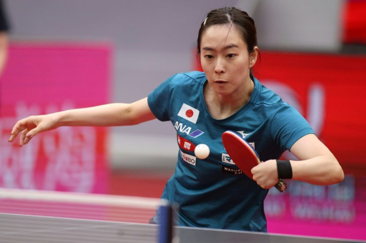 Kasumi Ishikawa of Japan plays a shot during a practice session at the Women's World Cup in Weihai