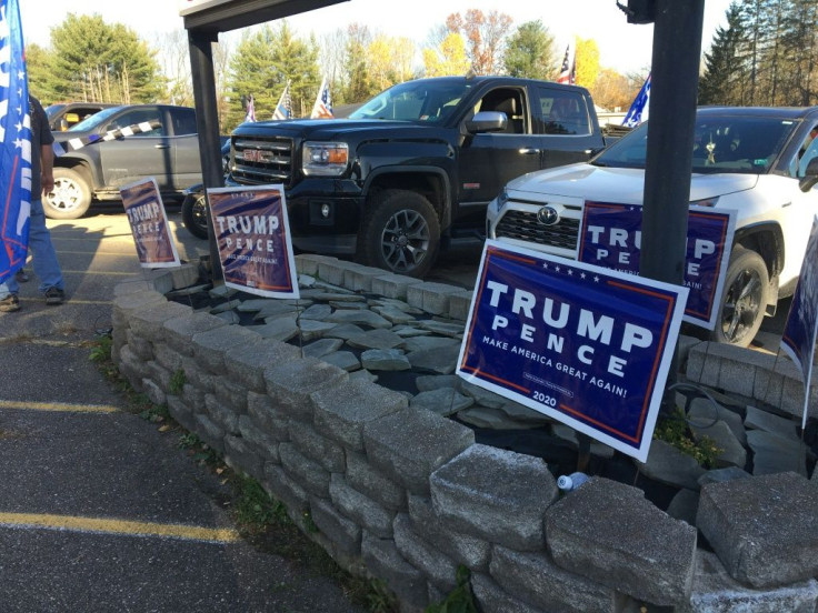 Trump-Pence signs outside Jones Diner in Towanda, Pennsylvania