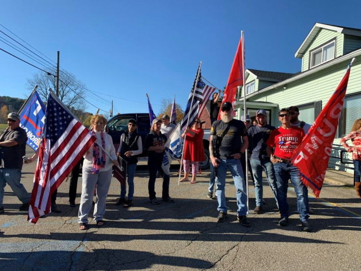 Supporters of US President Donald Trump outside Jones Diner in Towanda, Pennsylvania