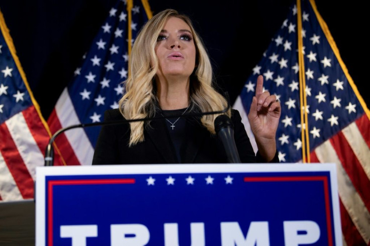 White House Press Secretary Kayleigh McEnany speaks during a press conference at the headquarters of the Republican National Committee in Washington