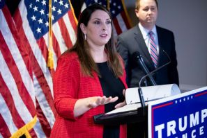 Republican National Committee chair Ronna McDaniel speaks during a press conference at the headquarters of the Republican National Committee in Washington