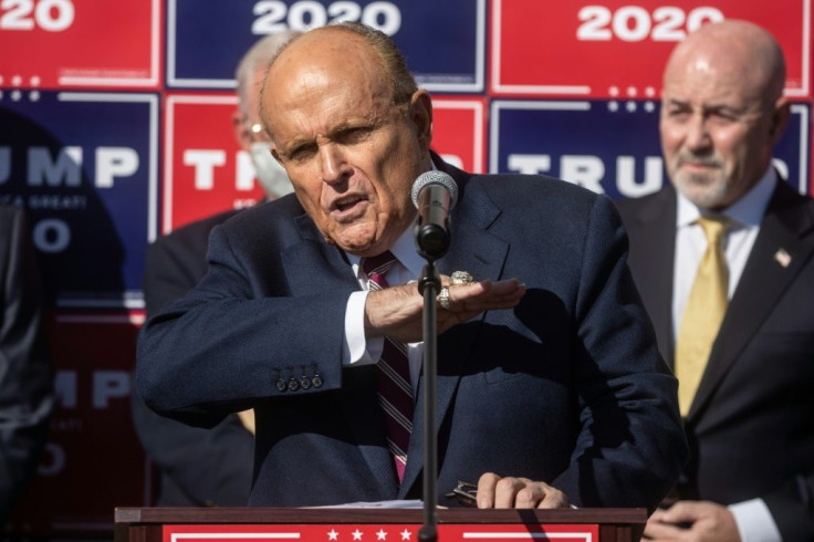 President Donald Trump's personal lawyer Rudy Giuliani at a press conference in Philadelphia, Pennsylvania