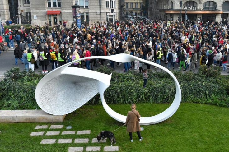 The blockade by university students, pictured last month, presented a rare physical challenge to Prime Minister Viktor Orban