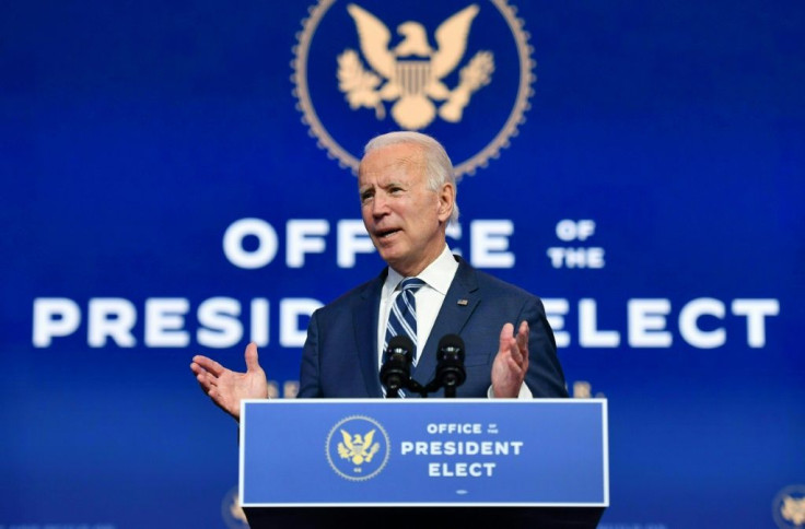 US President-elect Joe Biden speaks in Wilmington, Delaware as Secretary of State Mike Pompeo indicates that he is not cooperating with the transition