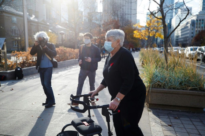Van attack victim Cathy Riddell arrives at the Superior Court of Justice in Toronto on November 10, 2020