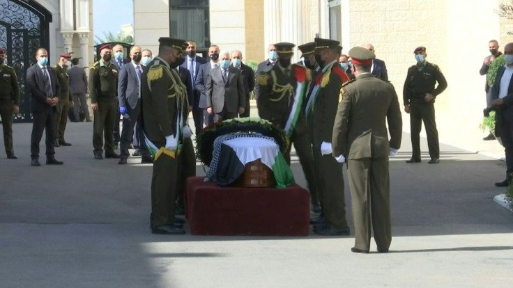 IMAGES Palestinian president Mahmud Abbas hosts an official memorial service at the presidential compound in Ramallah for the late veteran Palestinian negotiator Saeb Erekat. Erekat, who died Tuesday at Jerusalem's Hadassah Ein Kerem hospital, was praised
