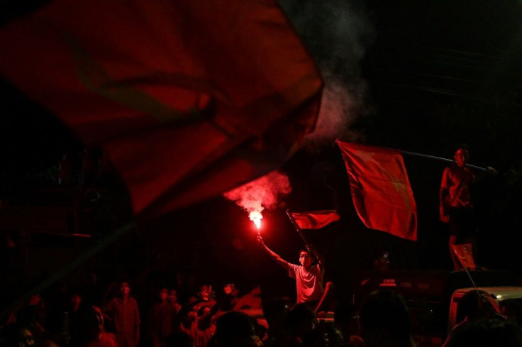 Supporters of Aung San Suu Kyi's National League for Democracy have been celebrating victory in the Myanmar election but the opposition has rejected the results