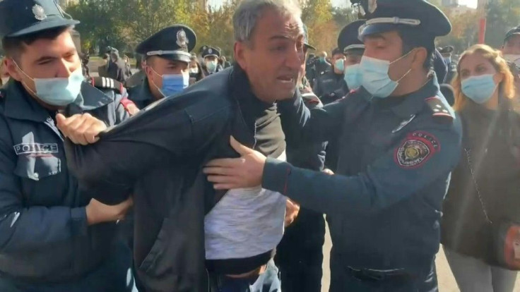 Armenian police make arrests at protest against Karabakh peace deal