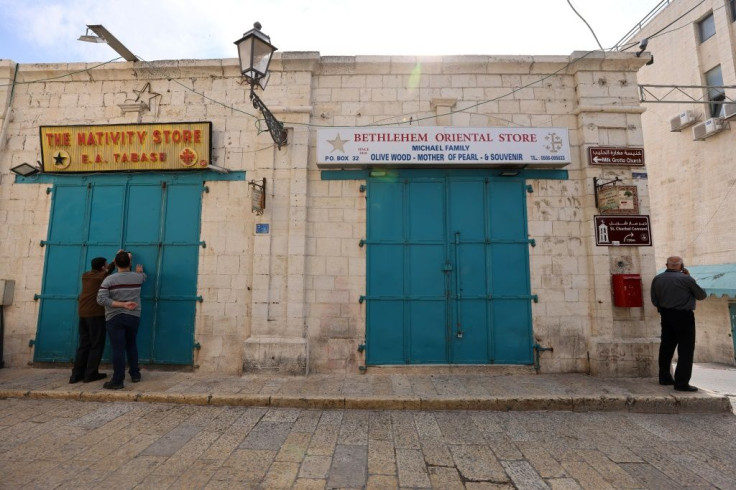 Tourist shops in Bethlehem near the Church of the Nativity have closed their doors amid the coronavirus pandemic