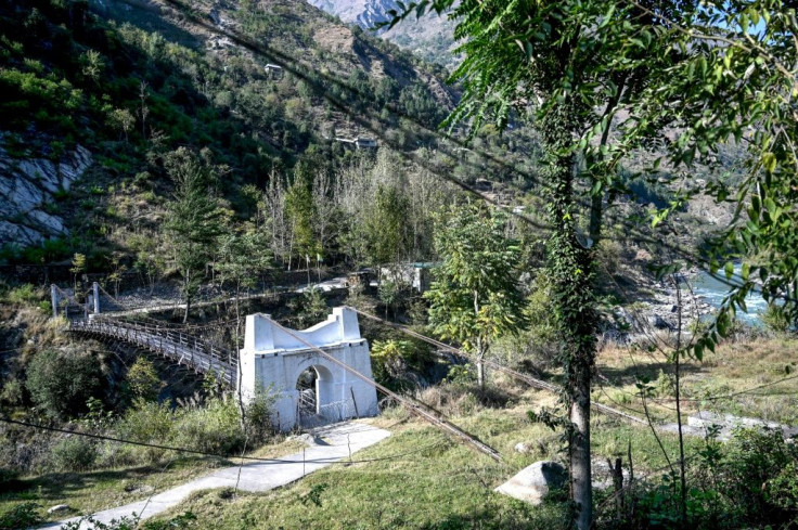 A bridge at the Line of Control between India and Pakistan, seen from Tithwal village in the Kupwara district