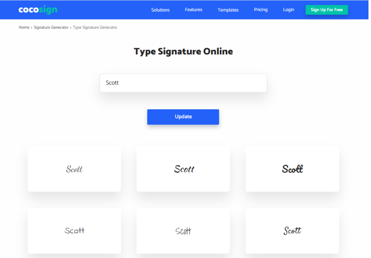 Type signature online