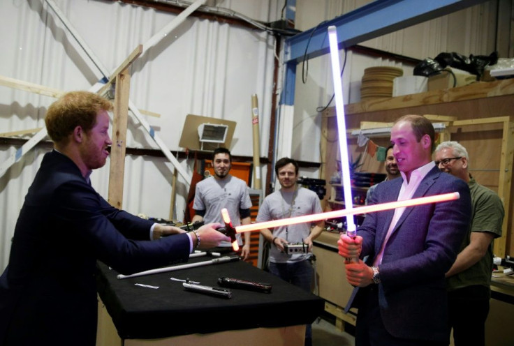 Britain's Prince Harry and Prince William paid a royal visit to the studios where Star Wars films are made